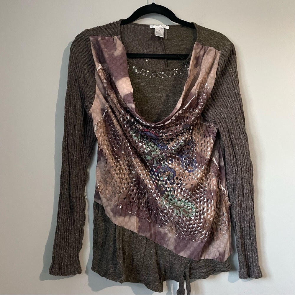 Alberto Makali embellished long sleeve top size medium